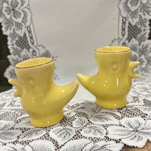 Yellow Ceramic Bird Shaped Egg Cups